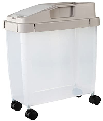 Ingredient Storage Bin on Wheels, 10kg Rice Container with Lid and Measuring Cup, Sealed for Dry Food, Coffee