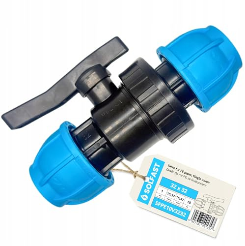 PE Kugelhahn 32 mm Klemmverbinder Absperrventil für PE Rohr Bewässerung Garten Wasserleitung Ventil Absperrhahn