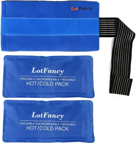 LotFancy Ghiaccio Gel Riutilizzabile Caldo Freddo Cuscinetto Avvolgere con Fascia Elastica Impacco di Ghiaccio Terapia Ideale per lesioni Primo Soccorso, Ginocchio, Collo, Caviglia, Gomito Piedi