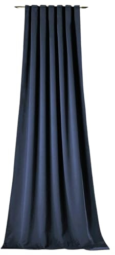 NOVUM fix Vorhang Verdunkelung dunkelblau Kälteschutz Kräuselband Blickdicht Klimavorhang Übergardine XXL extra lang energiesparen 145x350 cm(BxH)