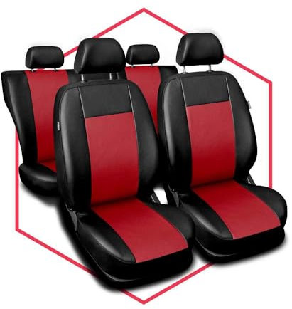 Autositzbezüge universal Auto Sitzbezüge kompatibel mit Seat Arosa Kunstleder Autoschonbezüge Rot Sitzauflage Vorne und Hinten
