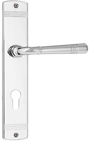 Langschild Serena | Für Zimmertüren (Profilzylinder) | Chrom poliert | festdrehbar gelagert & Rückholfeder (Profilzylinder (PZ))