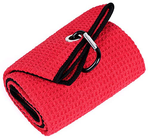 Mile High Life Golf Towel | Tri-fold Waffle Towels | Premium Microfiber Fabric | wiith Heavy Duty Carabiner Clip