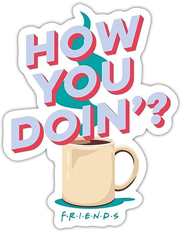 Spreadshirt Friends How You Doin'? Joey Spruch Kaffee Sticker, 10 x 10 cm, Mattweiß