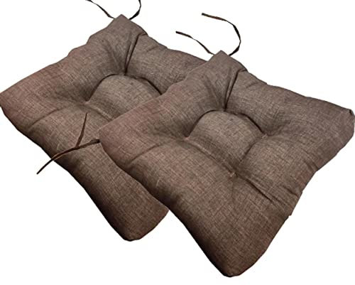 Cojines para Silla, 40x40 CM, Acolchados, Relleno de Algodón 7cm, Cómodos y BIandos, Ideal para la Decoración de Cocina y Salón, Comedor y jardín. Fabricados en España (Pack 2 unidades, Marrón)