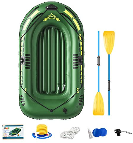 Yajimsa Schlauchboote, Schlauchboot Challenger Schlauchboot Set Heavy Duty 2 Personen Schlauchboot Schlauchboot Fischerboot, mit Fuß Luftpumpe, Paddel, Patch Pack, Luft