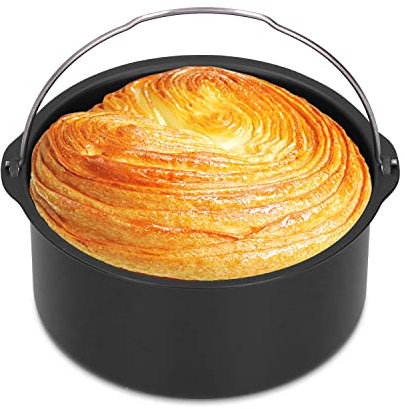 Hapivida Cake Barrel, Plato para Hornear Antiadherente para Freidora de Aire Cake Barrel Accesorios para Freidora de Aire Cesta para Hornear Pan Pizza Plato Parrilla Olla Estera Bandeja (8 inch)