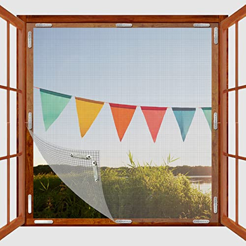 BKSAI Zanzariera per finestra, magnetica, senza foratura, per lucernario, zanzariera, per interni ed esterni, chiusura magnetica (bianco, 100 x 130 cm