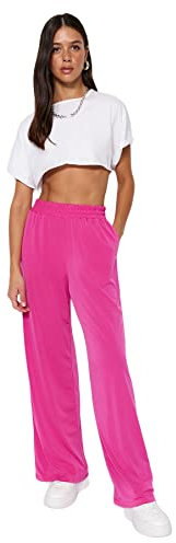 TRENDYOL Pantaloni da Donna Dritti a Vita Normale, Fucsia, XS