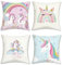 Bonhause 4er Set Kissenbezüge Einhorn 45 x 45 cm Regenbogen Blau Rosa Samt Soft Dekorative Kissenhülle Zierkissenbezüge für Sofa Wohnzimmer Babyzimmer Kinderzimmer Zuhause Dekoration
