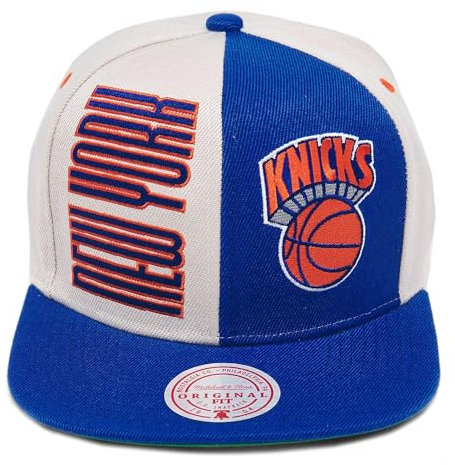 Mitchell & Ness New York Knicks Pop Panel Snapback Cap Verstellbare Mütze Weiß Blau, weiß / blau, Einheitsgröße