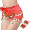VEGCOO Damen Bauchtanz Gürtel, Kostüm Hüfttuch mit Münzen, Chiffon Hüfttuch, Bauchtanz Hüfttuch Rock+2 Armbänder, Tanztuch Bauchtanz Kostüm, Bauchtanz Münzgürtel für Mädchen Frau
