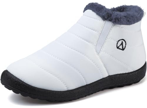 LAZAZAFI Stivali Ragazze Ragazzi Invernali Stivali da Neve Impermeabili Caldo Peluche Bambini Stivaletti All'aperto Antiscivolo Scarpe Trekking Beige 38 EU