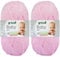 2x50 Gramm Gründl Baby Uni Wolle Set inkl. Anleitung für Baby Teddybär (07 Rosa)