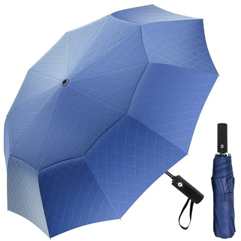 Satol 46/54/62 Inches Windproof Golf Umbrella - 10 Ribs Automatic Open/Close, Double Vented Canopy, UPF 50+ Sun & Rain Protection, Portable Folding for Outdoor & Travel