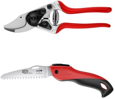 Ensemble de sécateur compact FELCO 14 et scie pliante FELCO 601, outils indispensables pour le jardinage et la coupe précise