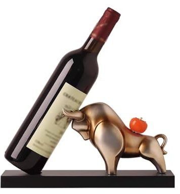 MDLOCJHF Wine Rack Cow Figurine Wine Rack Countertop Animal Statue Wine Bottle Holder Tabletop Single Bottle Red Wine Storage Rack for Home Living Room Cabinet Office Decor Pantry Bar
