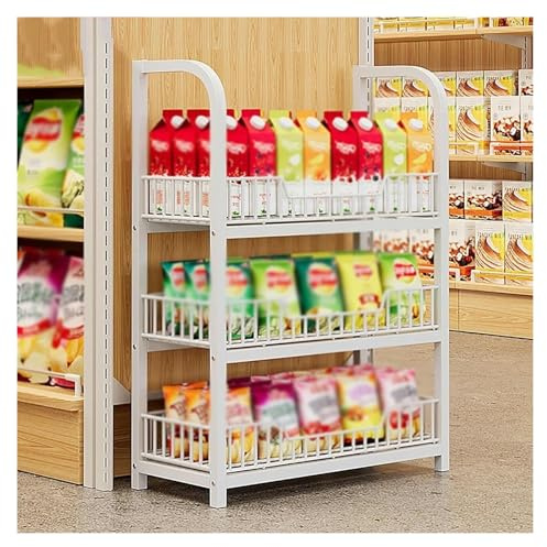 3-stöckiges Snack-Rack-Display, schwarz-weißes Supermarktregal, Kartoffelchip-Ständer für den Einzelhandel, kommerzieller Aufbewahrungskorb für Snacks, vielseitiges 3/4/5-Regal-Display