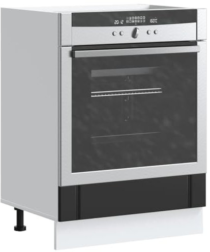 Tomostar Armoire à Four, Meuble pour Four Meuble Bas de Cuisine Lucca Noir Bois d'ingénierie 60x46x81,5 cm