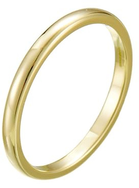 Stfery Ringe Gelbgold 14K Echt Gold Schmuck für Damen, Polierte Bandring Verlobungsring Au585 Gr.48 (15.3)