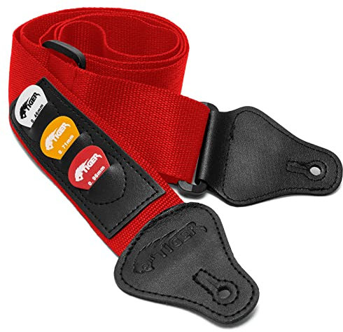 Tiger STP4-RD Plektren-Gitarrengurt - Rot
