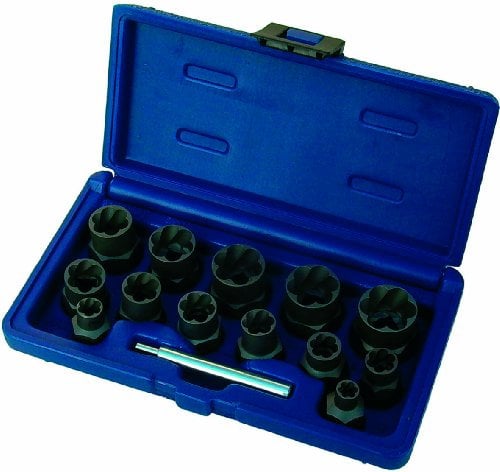 Kunzer 7SA14 Spiralprofil-Schraubenausdrehersatz, 14-Teilig im Koffer, 3/8 Zoll, Chrom-Molybdän