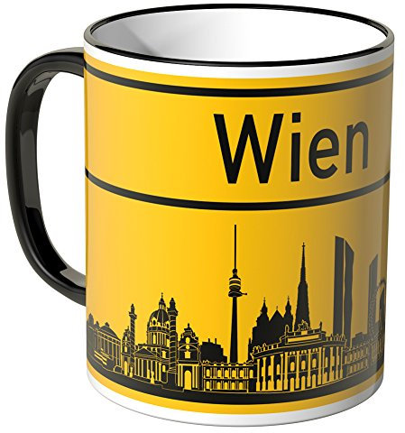 WANDKINGS® Tasse, Skyline Wien - SCHWARZ