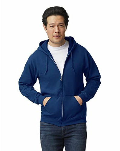 GILDAN Men's Fleece Zip Hooded Sweatshirt, Style G18600, Navy, S