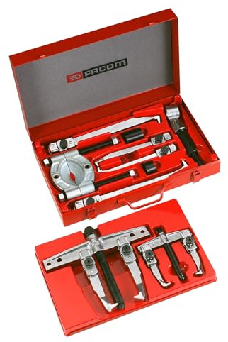 Facom Abziehsortiment f. Mechanikarbeiten, Abzieher Spanntiefe 85-280mm,Trennvorrichtung, Druckpresse 30T U.102T