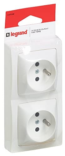 Legrand - Double prise de courant avec terre Appareillage Saillie - vertical - Blanc