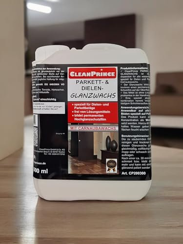 CleanPrince 2 Liter Parkett und Dielen Glanzwachs | Parkettwachs flüssig Dielenwachs mit Carnaubawachs Glanzboden Versiegelung und Wischpflege