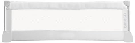 Asalvo Barrera de 150cm para Cama, Protección Anticaidas, para Niños, Abatible, Bolsa Transporte, Diseño Extra Alto, Plegable y Portátil, Fijación Segura, Blanca