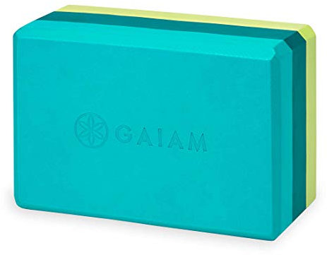 Gaiam Yoga-Block – stützender, latexfreier EVA-Schaum, weiche rutschfeste Oberfläche für Yoga, Pilates, Meditation, dreifarbig, Blaugrün