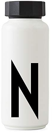 Design Letters Thermoflasche 500 Ml (A-Z) | Ideal für Trinkflasche Kinder, Trinkflasche Schule, Fahrrad & Sport | Weiß Thermoflasche | BPA/BPS Frei, Auslaufsicher & Spülmaschinenfest