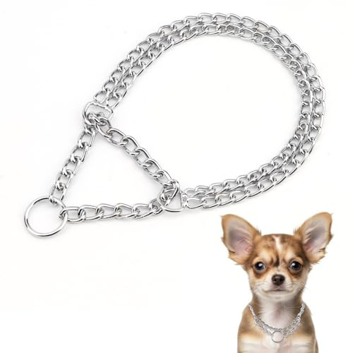 Hypeety Hundehalsband mit Halskette, Martingal, aus Metall und Edelstahl, für mittelgroße und große Hunde