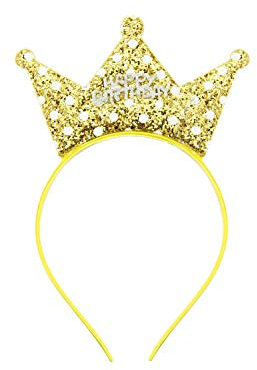 Oblique Unique® Haarreifen Happy Birthday Haarreif mit Pailletten Krone mit Glitzereffekt für Geburtstag Kindergeburtstag in Gold