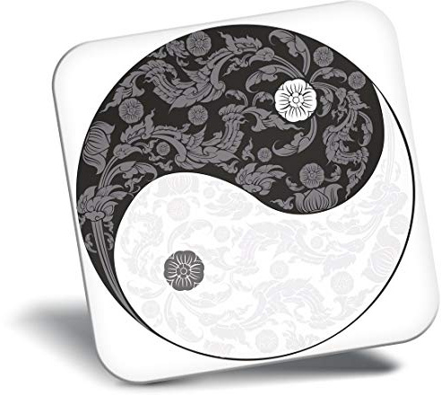 Fridge Magnet - Yin Yang Yoga Flowery Meditation Sign 5655