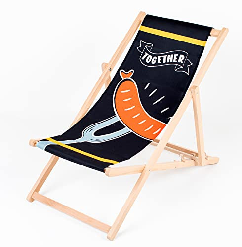 Merino Wool Hartholz Sonnenliege, Liegestuhl, Klappbar, Gartenliege Rückenlehne verstellbar leicht klappbar Garten Balkon Strand Holzklappstühle Naturholz Lounger (1, Better Together Sausage)