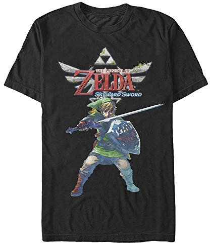 Nintendo Herren Legend of Zelda The Skyward Sword Royal Crest Link Portrait T-Shirt, Schwarz, Mittel