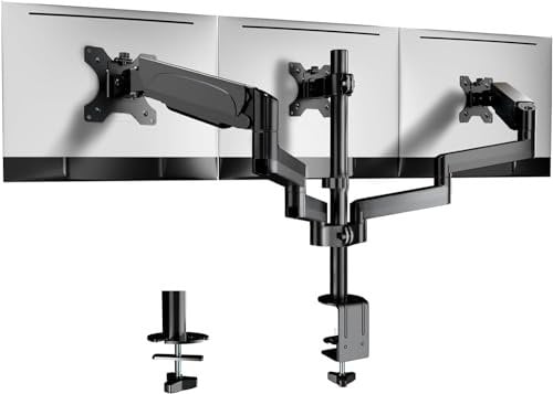 WORLDLIFT Monitor Halterung 3 Monitore, Premium Aluminium 3 Monitor Halterung für 17-27 LED LCD Bildschirme, Höhenverstellbar Tischhalterung, 7 kg/Arm, vesa 75 * 75 100x100