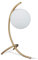 Relaxdays Tischlampe Kugel, geschwungen, Metall & Glas, E27, Lampe Schlafzimmer, Wohnzimmer, Nachttischlampe, gold/weiß, 10034190, 40 x 15 x 22.5 cm