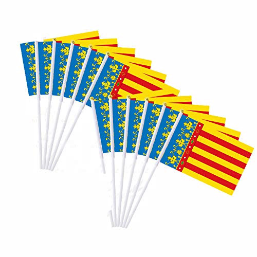 Durabol 12PCS Bandera de Mano de Valencia Comunidades autónomas de España (20X30CM) (Valencia)