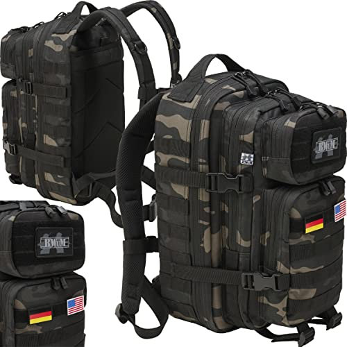 BWuM US Assault Pack Cooper Rucksack + Patch & Flaggen, Größe:Large (50L), Farbe:Darkcamo