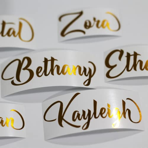 Personalised Vinyl Name Sticker - Script Font - Several Height and Colour Options - School Custom Crafts Wedding Wine Gin Glass Water Bottle