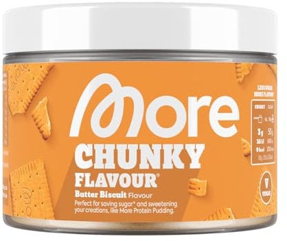 MORE Chunky Flavour, Butterkeks 250g, Geschmackspulver zum Süßen, ohne viel Zucker und Kalorien, mit Inulin und Laktase - made in Germany