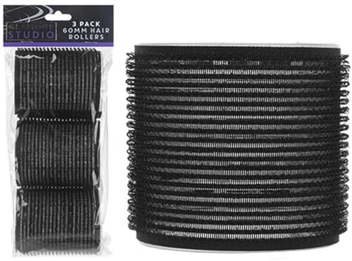 Bold & Beautiful Black Hair Rollers - 60mm (Pack of 3) - Exceptional Quality - Perfect for Long and Thick Hair