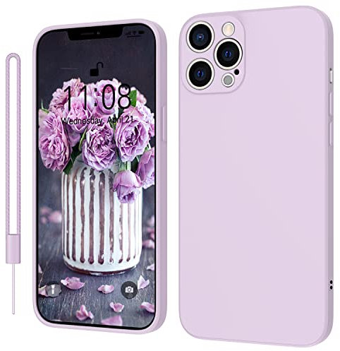 KKPIT for iPhone 12 Pro Max Case 6.7 Inch Silicone Case, Ultra Slim Soft Gel Anti-Scratch,Microfiber Lining,Rubber Shockproof Case Cover for iPhone 12 Pro Max Grass Purple