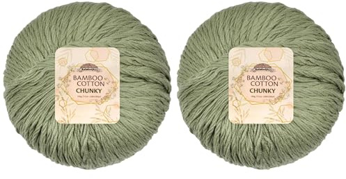 JubileeYarn Bamboo Cotton Chunky Yarn - 100g/Ball - Burning Sage - 2 Balls