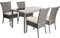 Mendler Poly-Rattan Garnitur HWC-G19, Sitzgruppe Balkon-/Lounge-Set, 4xStuhl+Tisch, 120x75cm - grau, Kissen Creme