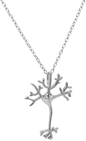 ScienceFox Neuron Nervenzellen Anhänger mit Halskette aus 925 Sterlingsilber in Silber Gold Rosegold 40cm Kette plus 7cm Verlängerung (925 Sterlingsilber)